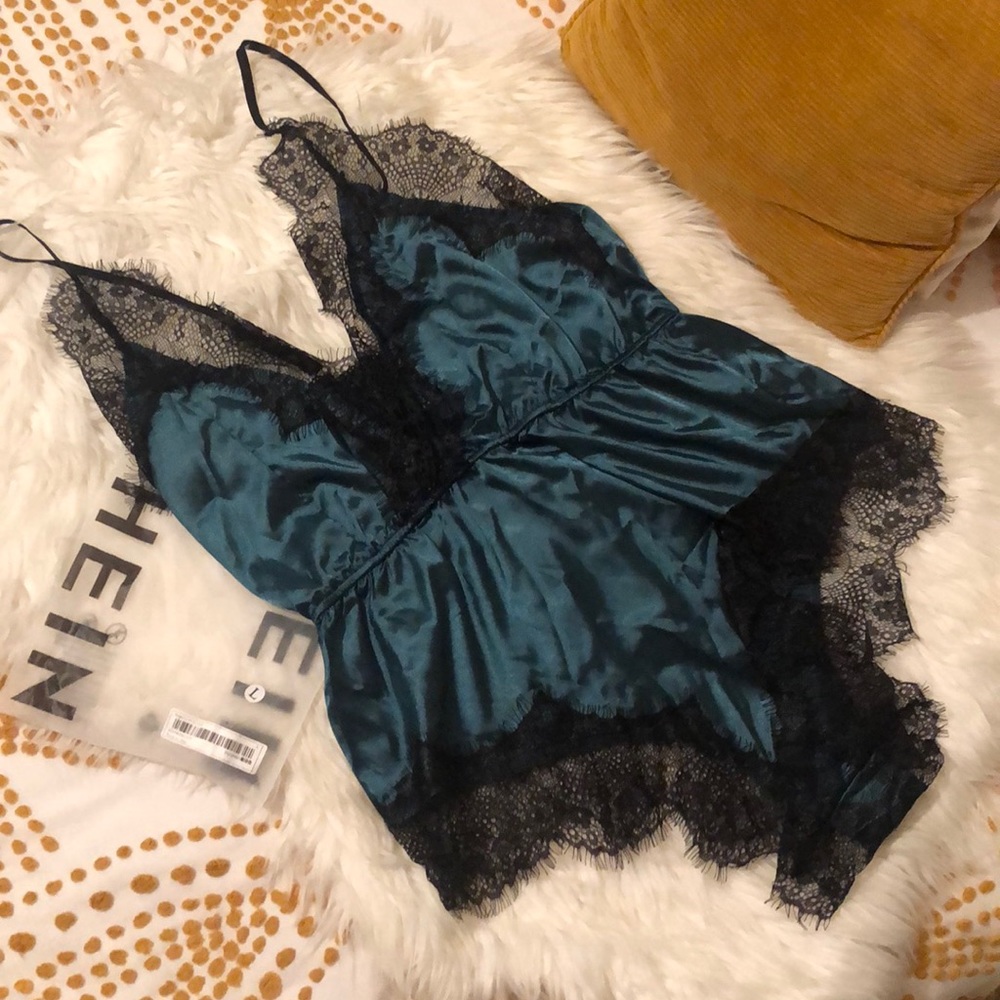 SHEIN Satin Lace Romper